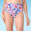 Liz Claiborne Comfort Waistband Floral Brief Bikini Swimsuit Bottom In Blue