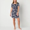 Liz Claiborne Cool And Calm Womens Crew Neck Short Sleeve Nightshirt In Blue
