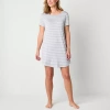 Liz Claiborne Cool And Calm Womens Crew Neck Short Sleeve Nightshirt In Gray