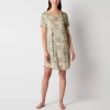 Liz Claiborne Cool And Calm Womens Crew Neck Short Sleeve Nightshirt In White