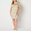 Liz Claiborne Cool And Calm Womens Crew Neck Short Sleeve Plus Nightshirt In White