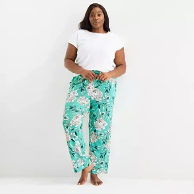 Liz Claiborne Cool And Calm Womens Plus Pajama Pants In Green