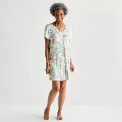Liz Claiborne Cool And Calm Womens Plus Short Sleeve Crew Neck Nightshirt In Multi