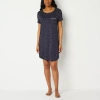 Liz Claiborne Cool And Calm Womens Round Neck Short Sleeve Nightshirt In Blue
