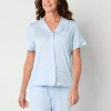 Liz Claiborne Cool And Calm Womens Short Sleeve Pajama Top In Blue