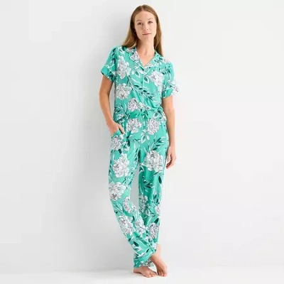 Liz Claiborne Cool And Calm Womens Tall Pajama Pants In Green