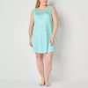 Liz Claiborne Cool And Calm Womens U Neck Sleeveless Plus Nightshirt In Blue