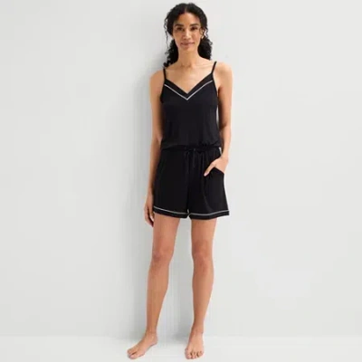 Liz Claiborne Cool And Calm Womens V Neck Sleeveless Pajama Top In Black