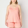 Liz Claiborne Cool And Calm Womens V Neck Sleeveless Pajama Top In Orange