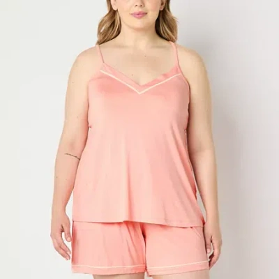 Liz Claiborne Cool And Calm Womens V Neck Sleeveless Pajama Top In Orange
