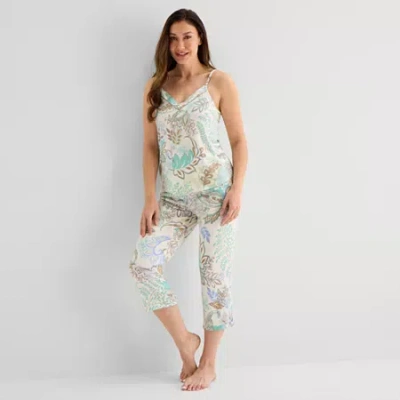 Liz Claiborne Cool And Calm Womens V Neck Sleeveless Pajama Top In White