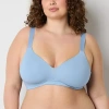 Liz Claiborne Cool Touch Lightly Lined Wireless Full Coverage Bra 351864 In Blue