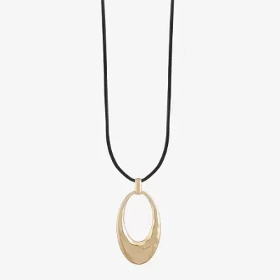Liz Claiborne Cord Hammered Womens 18 Inch Pendant Necklace In Black