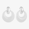 Liz Claiborne Doorknocker Womens Hypoallergenic Drop Earrings In White