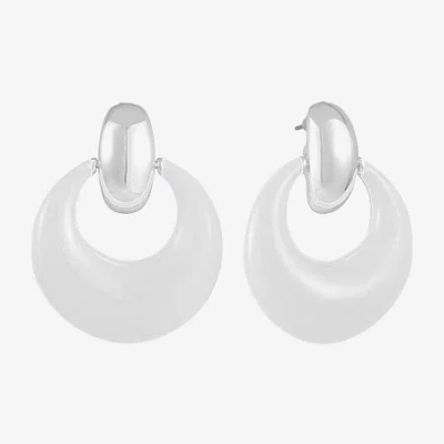 Liz Claiborne Doorknocker Womens Hypoallergenic Drop Earrings In White