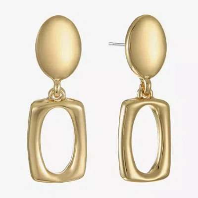 Liz Claiborne Double Womens Oval Rectangular Hypoallergenic Drop Earrings In Gold