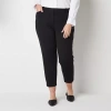 Liz Claiborne Emma Ponte Womens Plus Ankle Mid Rise Ankle Pant In Black