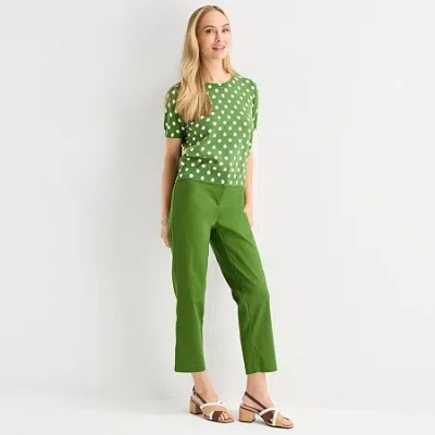Liz Claiborne Emma Sateen Womens Tall Ankle Mid Rise Ankle Pant In Green