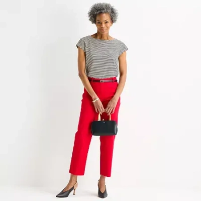Liz Claiborne Emma Sateen Womens Tall Ankle Mid Rise Ankle Pant In Red