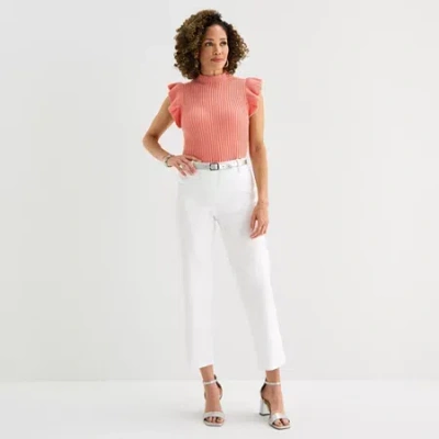 Liz Claiborne Emma Womens Ankle Mid Rise Ankle Pant In White