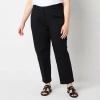 Liz Claiborne Emma Womens Ankle Mid Rise Slim Fit Plus Ankle Pant In Black