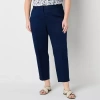 Liz Claiborne Emma Womens Ankle Mid Rise Slim Fit Plus Ankle Pant In Blue