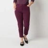 Liz Claiborne Emma Womens Tall Ankle Mid Rise Ankle Pant In Purple