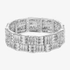 Liz Claiborne Etched Textured Womens Square Stretch Bracelet In Silver