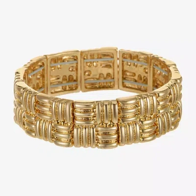 Liz Claiborne Etched Textured Womens Square Stretch Bracelet In Gold