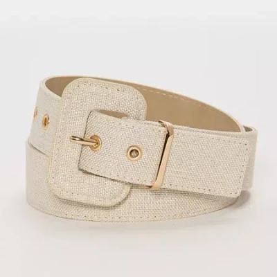 Liz Claiborne Fabric Pant Belt With Metal Keeper Womens Belt In Neutral