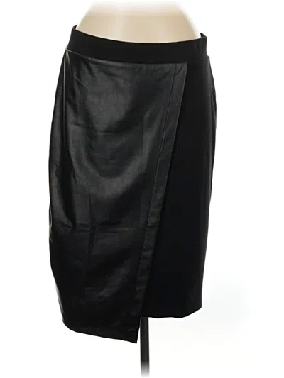 Pre-owned Liz Claiborne Faux Leather Skirt In Black