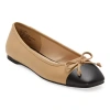 Liz Claiborne Flora Womens Cap Closed Toe Ballet Flats In Brown