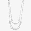Liz Claiborne Frontal Multi Strand Womens 17 Inch Collar Necklace In Silver