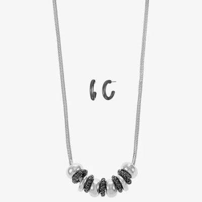 Liz Claiborne Frontal Slider Necklace & Huggie Earring Womens 2-pc. Jewelry Set In Silver