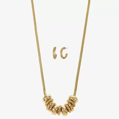 Liz Claiborne Frontal Slider Necklace & Huggie Earring Womens 2-pc. Jewelry Set In Yellow