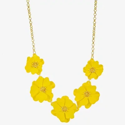 Liz Claiborne Frontal Womens 17 Inch Collar Necklace In Yellow