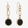 Liz Claiborne Gold Tone & Black Paperclip Womens Paperclip Round Drop Earrings In Gold
