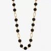 Liz Claiborne Gold Tone & Black Womens 17 Inch Collar Necklace In Gold