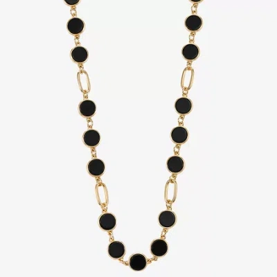 Liz Claiborne Gold Tone & Black Womens 17 Inch Collar Necklace