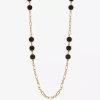 Liz Claiborne Gold Tone & Black Womens 36 Inch Strand Necklace In Gold