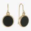 Liz Claiborne Gold Tone & Black Womens Round Drop Earrings In Gold