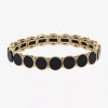 Liz Claiborne Gold Tone & Black Womens Round Stretch Bracelet In Black