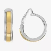 Liz Claiborne Gold-tone & Silver-tone Clip-on Hoop Earrings In Silver