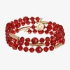 Liz Claiborne Gold Tone Beaded Coil Womens Wrap Bracelet In Red