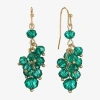 Liz Claiborne Gold Tone Beaded Shakey Womens Drop Earrings In Green
