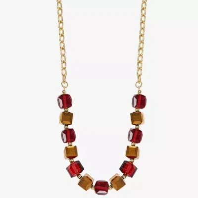 Liz Claiborne Gold Tone Beaded Womens 17 Inch Collar Necklace