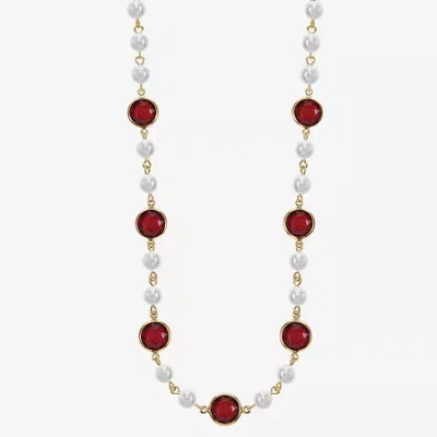 Liz Claiborne Gold Tone Beaded Womens 17 Inch Collar Necklace In Multi