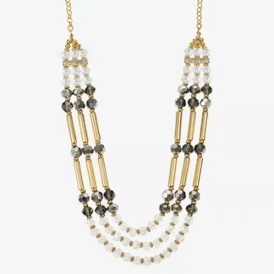 Liz Claiborne Gold Tone Beaded Womens 18 1/2 Inch Statement Necklace In Multi