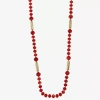 Liz Claiborne Gold Tone Beaded Womens 32 Inch Strand Necklace In Red
