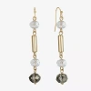 Liz Claiborne Gold Tone Beaded Womens Drop Earrings In Gold